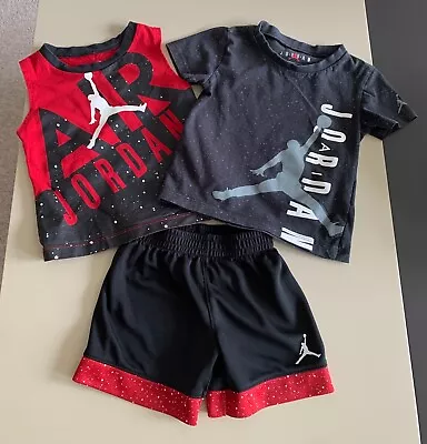 JORDAN AIR Boys 3 Pc Set Shorts & 2 T-Shirt Tops Age 2 Yrs • £14