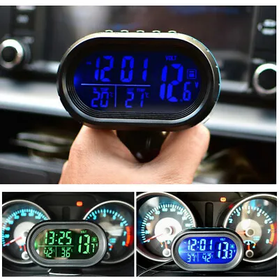 £12.70 • Buy Digital Car Clock Thermometer + Battery Voltmeter Voltage Luminous Clock NEW