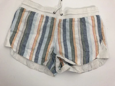 $24 • Buy Athleta Cabo 100% Linen Shorts Womens 10 Blue Beachy  Casual Comfy Vacation  