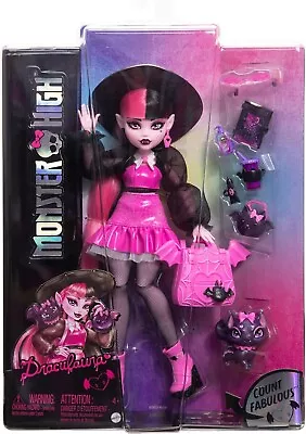 Monster High Draculaura Doll With Pet Bat-Cat Count Fabulous And Accessories • $28.99