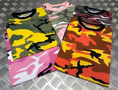 100% Cotton Military Spec T-Shirts Various Bright Summer Camo's All Sizes - NEW • £10.99