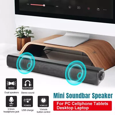 USB Multimedia Audio Stereo Sound Bar Soundbar Speaker For Computer TV PC Laptop • £18.91