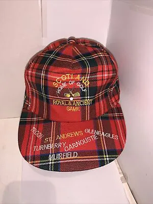 Scotland Home Of Golf Red Green Plaid Baseball Hat Adjustable Cap  Snapback • $3.95