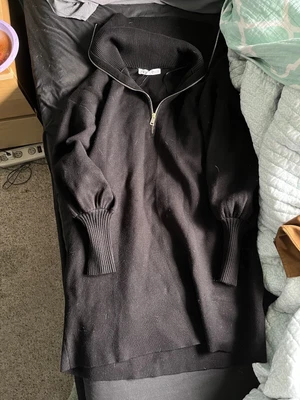 $15 • Buy Zara Black Zipper Neck Sweater Dress Top Women’s Medium New NWT