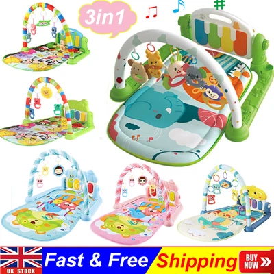 Baby Activity Play Gym Sensory Toys Playmat Crawling Mat Music & Lights Piano • £14.59