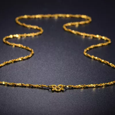 Pure 999 24K Yellow Gold Necklace For Women Full Star Chain 16inch Choker Link • $866.33