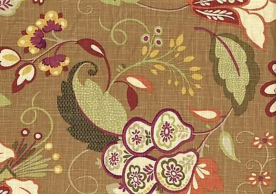 Microfibres Fabric Bennison Ginger Green Fuchsia Cream Gold  Drapery Upholstery  • $12.98