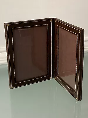 £19.99 • Buy Vintage Double Bi-fold Tooled Leather Photo Frame