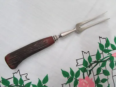 Vintage Faux Antler Horn Handle Meat Carving Serving Fork • $6.99