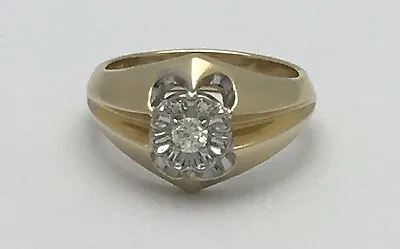 VINTAGE 10K YELLOW GOLD AND DIAMOND RING SIZE 7.25 Antique Wedding Engagement • $460