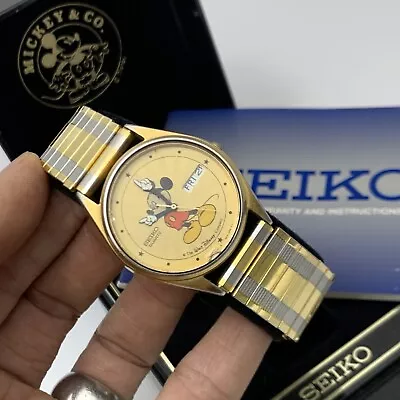 SEIKO “MICKEY MOUSE  SUNBURST 7N43-8D58 R 2 Wrist Watch W/BOX • $191