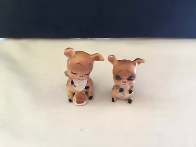 Set Of 2 Vintage Miniature Mini Porcelain Figurines PIG PIGLET - Japan  (ZZ35) • $7.49