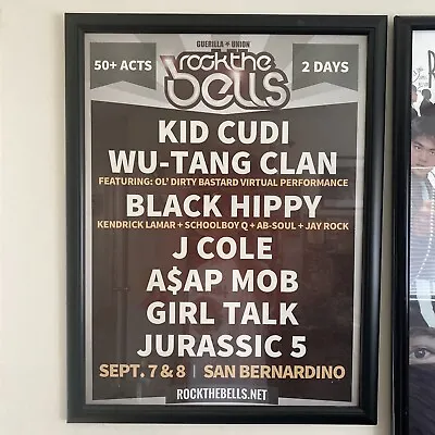 Rock The Bells Poster  Kendrick Lamar Wu Tang Clan J Cole Asap Rocky 20x25 Frame • $40