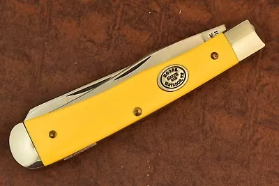 MOORE MAKER MADE IN USA By QUEEN CUTLERY CO YELLOW TRAPPER KNIFE MATADOR TEXAS • $84