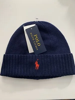Bnwt Mens Polo Ralph Lauren Fold Over Merino Wool Beanie/hat/cap One Size  • £39.99