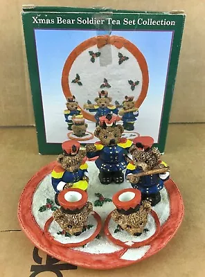 1995 Youngs Inc. Miniature Tea Set Christmas Soldier Bears Marching Band XM14620 • $17.45