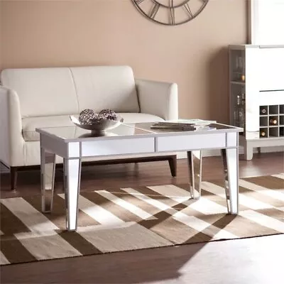 SEI Furniture Mirage Mirrored Coffee Table In Distressed Silver • $182.99