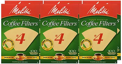 Melitta #4 Super Premium Cone Coffee Filters Natural Brown 100 Count Pack Of 6 • $31.77