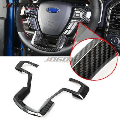 LHD Dry Carbon Fiber Car Steering Wheel Trim For Ford F150 Raptor F250 350 18-20 • $160.27