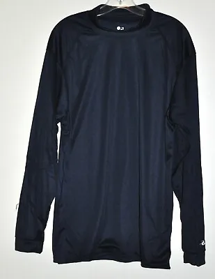 Badger Sport Navy Blue Dri-Fit Mock Turtleneck Long Sleeve Shirt Sz Large NWOT • $9.95