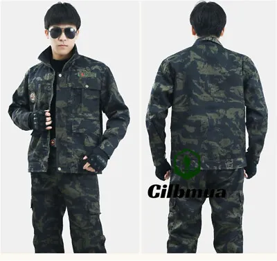 2PC Men Cotton Military Cargo Pants Set Tactical Camouflage Outdoor Work Clothes • $54.14