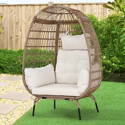 Wicker Egg Chair Patio Rattan Chair Patio Chairs Oversized Indoor Outdoor Chair • $179.99