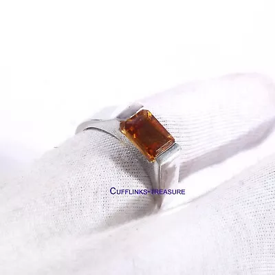 Natural Citrine Gemstone With 925 Sterling Silver Ring For Men's #C896 • $70