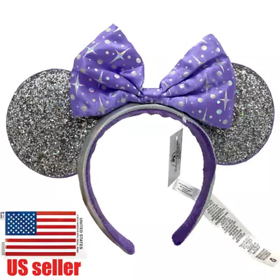 Purple Gow Bow Disney- Party Headband Shiny Gray Mouse Ears Women Girls Hairband • $18.82