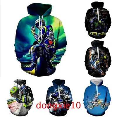 Vintage Motorcycle 46 Racing Hooded Hoodies Sweatshirt Pullover Jumper Tops Gift • £13.19