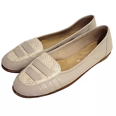 Michelle D. Bethanie Womens Chalk/Silver Leather Slip On Comfort Shoes Size 9 • $18.89