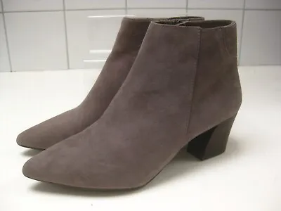 UNISA ANKLE BOOTS 39 6 Grey Suede Real Leather Mid Heel Chelsea Unworn • £64.99