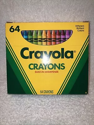 Crayola Crayons Vintage 1991 64 Ct Box New Built In Sharpener Binney & Smith • $20