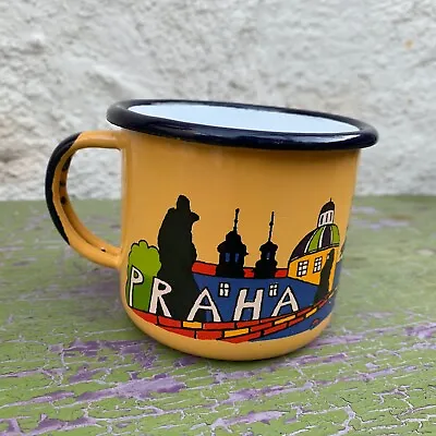 $24.99 • Buy Smaltum Prague Praha Souvenir Steel Enamel Mug Yellow City Landscape 1.5 Cup