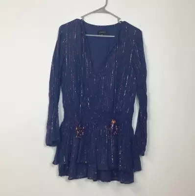 REVOLVE MAJORELLE Teresa Dress S Small Mini Metallic Sparkle Sheer Navy Prism • $16