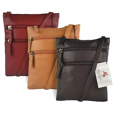 Ladies Leather Classic Cross Body Bag By Visconti In 3 Colours Stylish • $42.86