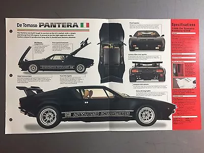 1971 - 1996 De Tomaso Pantera Poster Spec Sheet Folder Brochure - Awesome • $24.93