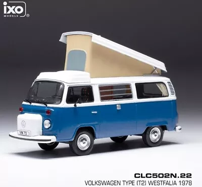 IXO 1978 VW Volkswagen Type 2 T2 Westfalia Pop Up Camper Van Bus Blue 1/43 • $44.44