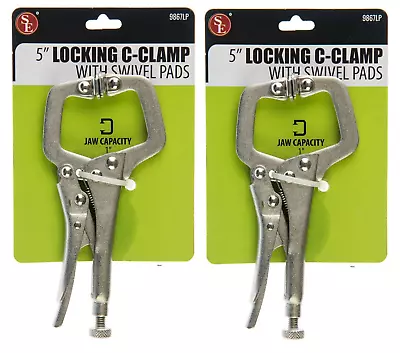 2 Se 5  Locking C Clamp Vise Pliers W/swivel Flex Grip Pads 1  Jaw #9867lp • $16.99