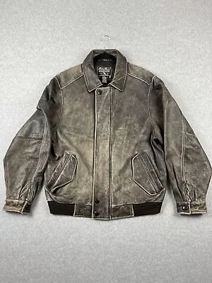 Eddie Bauer Jacket Mens Extra Large Leather Quilted Bomber Vintage Aviator • $79.99