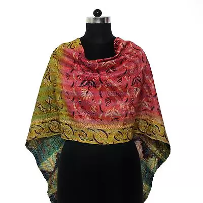 Silk Kantha Scarf Vintage Head Wrap Stole Dupatta Hand Quilted Women Gypsy • $26.39