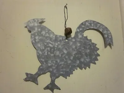Metal Chicken Wall Hanging Galvanized Metal Jingle Bell Farmhouse Wire Hang • $12.50