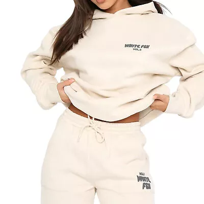 2Pcs White Fox Women's Boutique Hoodie Tracksuit Set Hooded Sweatshirt Pullover • $36.99