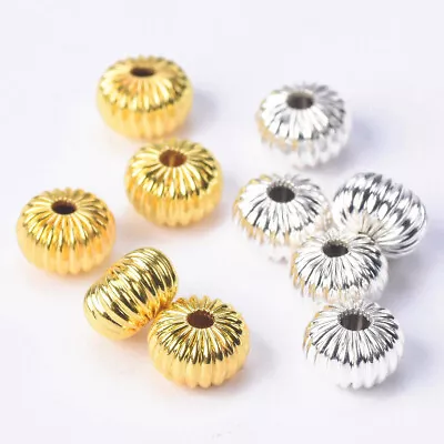 8mm 10mm Gold/Silver Plated Rondelle Metal Brass Alloy Loose Crafts Spacer Beads • $3.95