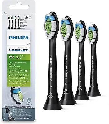 $21.99 • Buy 4X Philips Sonicare HX6064/65 W2 Optimal White Replacement Brush Heads Black NEW
