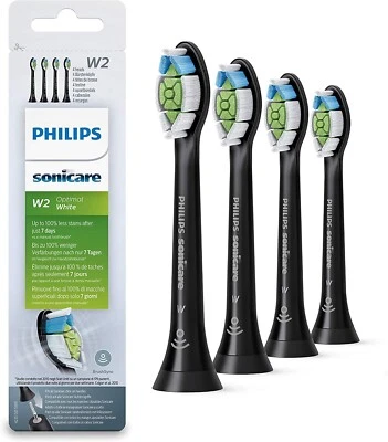$21.99 • Buy 4X Philips Sonicare HX6064/65 W2 Optimal White Replacement Brush Heads Black NEW