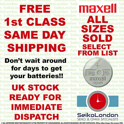 Maxell Silver Oxide Watch Battery 1.55v ALL SIZES OF WATCH BATTERIES - FAST!! • £2.55
