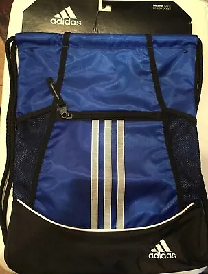 ADIDAS Bold Blue Alliance II Sackpack Bag Shoe String Media Safe Lined Pocket • $30