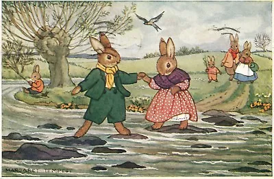 Margaret Tempest Stepping Stones Pkt 106 Easter Bunnies Easter Postcard • $5.95