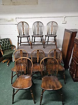 Antique/reproduction Set Of 8 Batheaston Farmhouse Chairs Crinoline Stretchers • £875