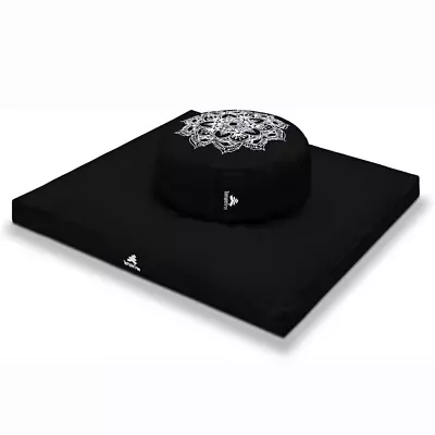 TempleTree Living Meditation Cushion Set Black Mandala Pattern • $54.99